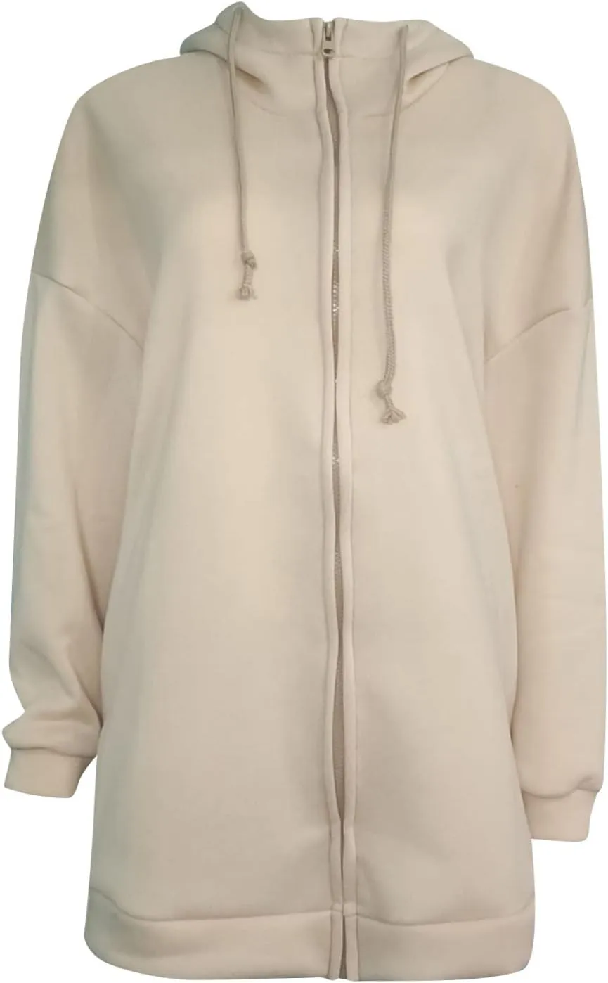 LFEOOST Womens Hoodies Full Zip Tunic Sweatshirts Fashion 2022 Winter Long Sleeve Solid Color Loose Hoodie Jacket with Pocket