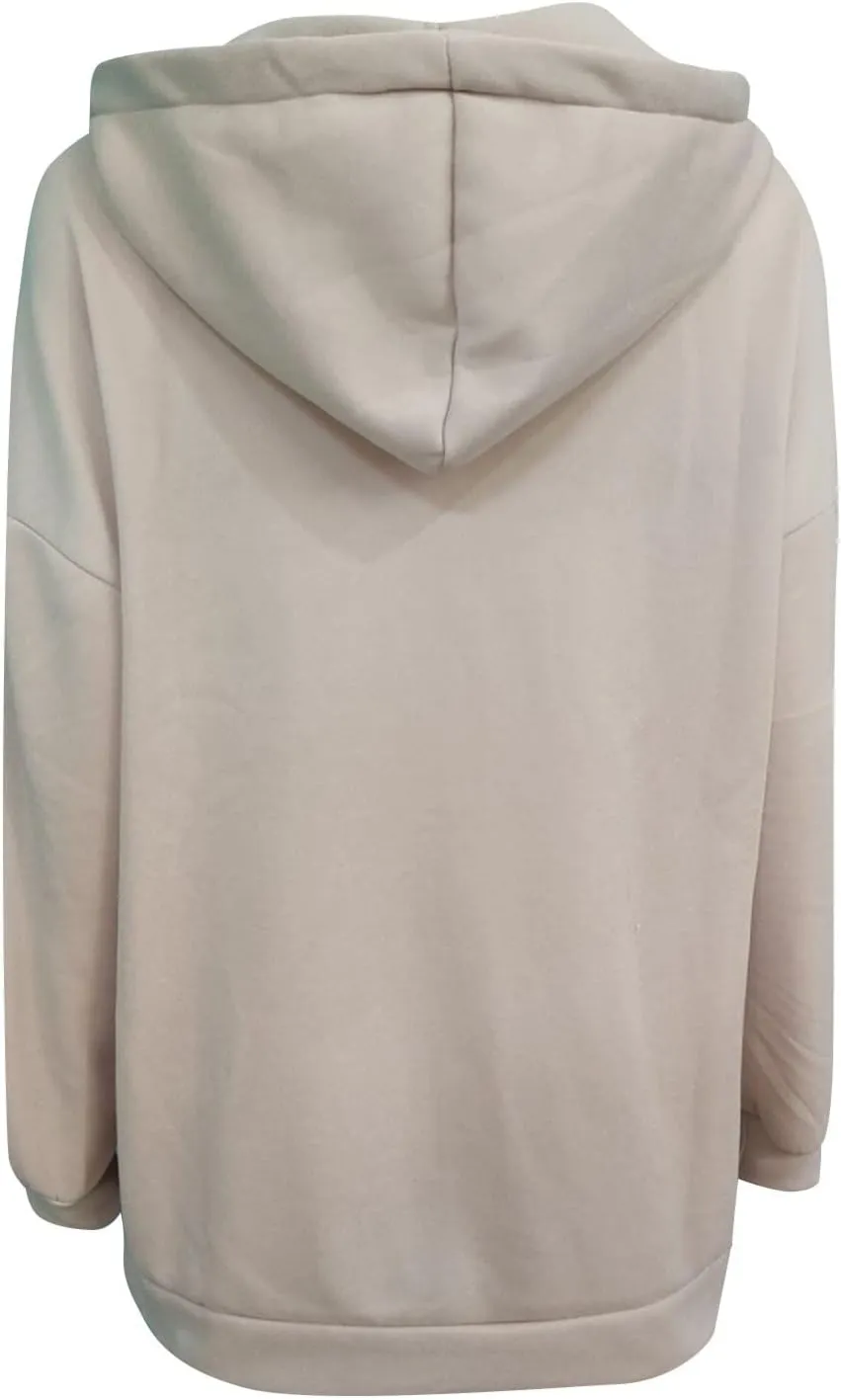 LFEOOST Womens Hoodies Full Zip Tunic Sweatshirts Fashion 2022 Winter Long Sleeve Solid Color Loose Hoodie Jacket with Pocket