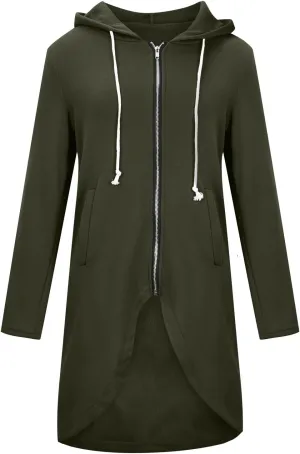 LFEOOST Womens Hoodies Full Zip Tunic Sweatshirts Fashion 2022 Winter Long Sleeve Solid Color Loose Hoodie Jacket with Pocket