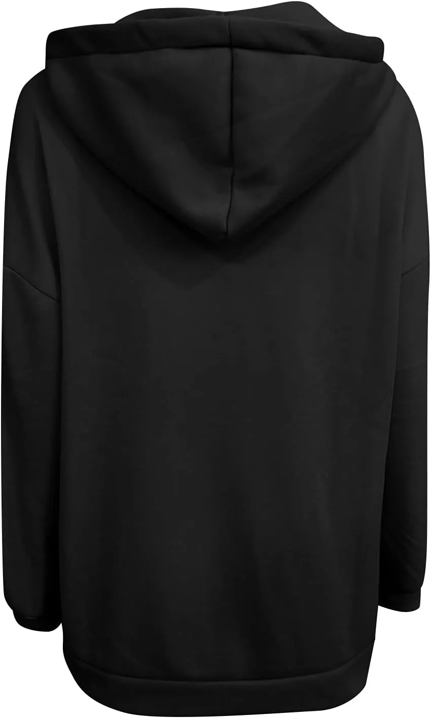 LFEOOST Womens Hoodies Full Zip Tunic Sweatshirts Fashion 2022 Winter Long Sleeve Solid Color Loose Hoodie Jacket with Pocket