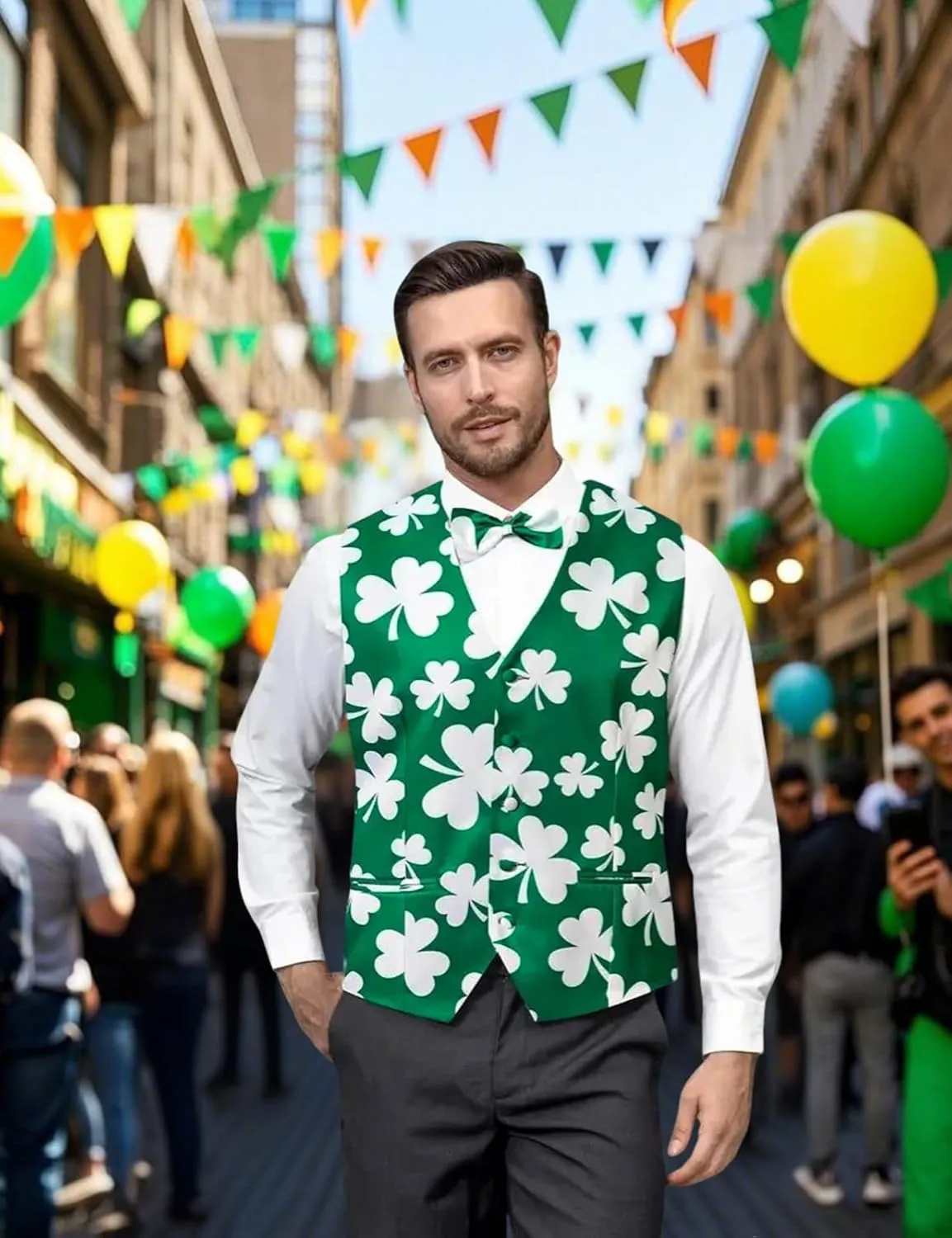 LINOCOUTON Men's Suit Vest with Bow Tie
