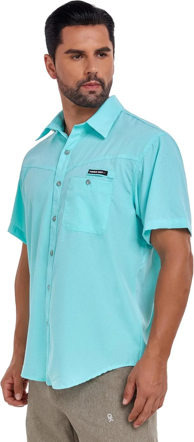 Little Donkey Andy Men's Breathable UPF 50 Shirt, Lightweight Short Sleeve Button Down Shirts for Fishing Hiking