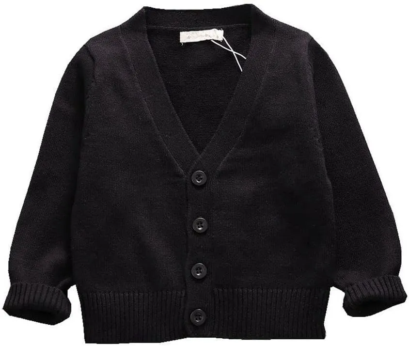 LNICEAR Baby Boys Girls V-Neck Casual Cardigan Sweaters Long Sleeve Button Cotton Solid Color Uniform Knit Tops Outwear