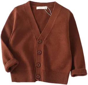 LNICEAR Baby Boys Girls V-Neck Casual Cardigan Sweaters Long Sleeve Button Cotton Solid Color Uniform Knit Tops Outwear