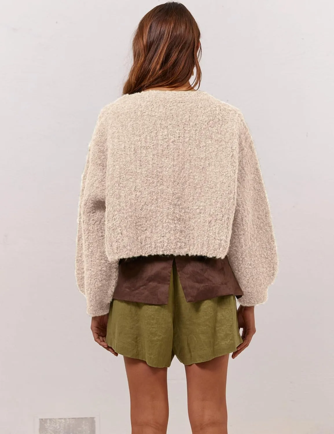 Lviefent Women Knit Cardigans Casual Open Front Button Down Long Sleeve Cropped Sweater Jacket Outwear