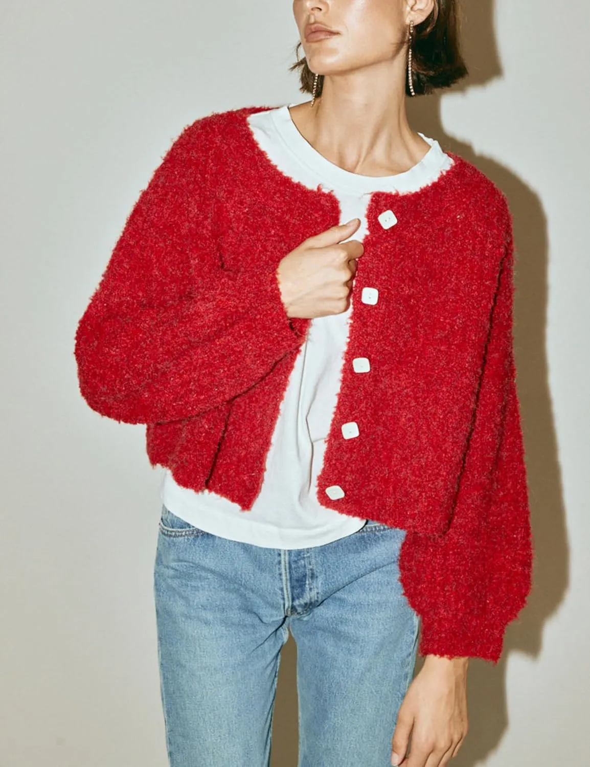 Lviefent Women Knit Cardigans Casual Open Front Button Down Long Sleeve Cropped Sweater Jacket Outwear
