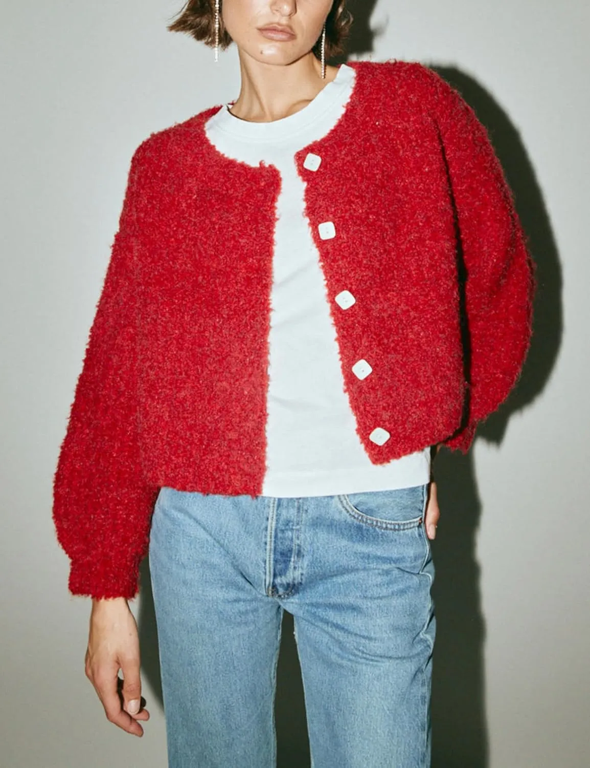 Lviefent Women Knit Cardigans Casual Open Front Button Down Long Sleeve Cropped Sweater Jacket Outwear