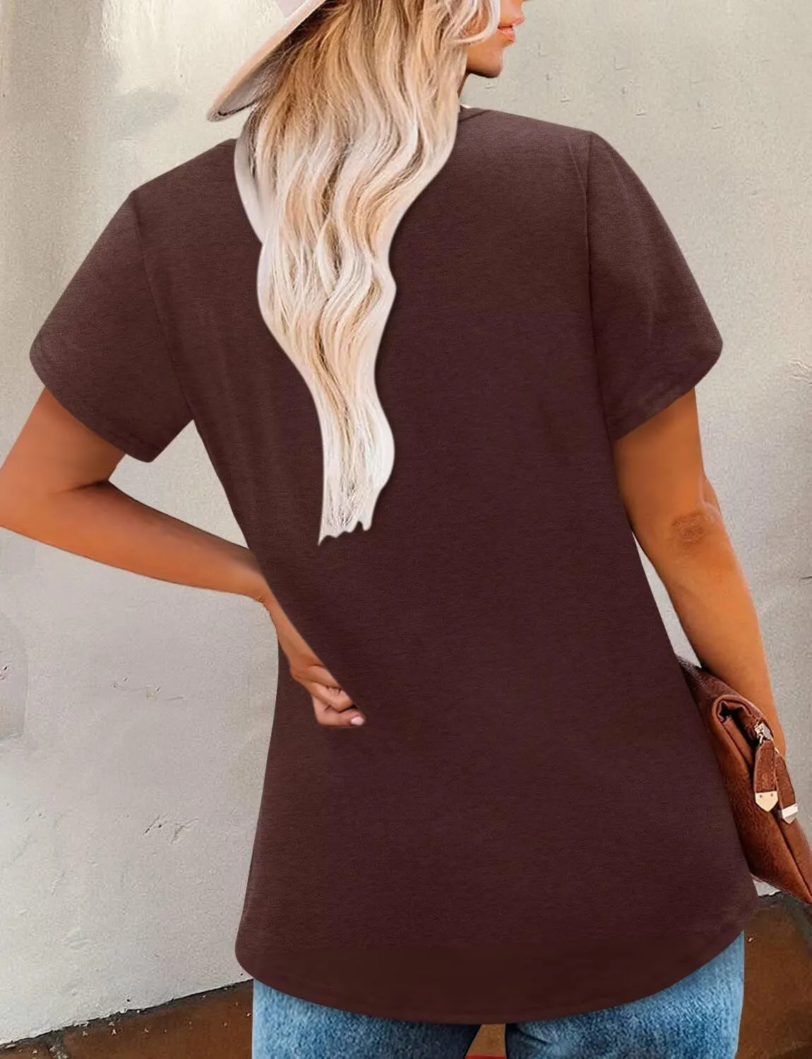 Magritta Womens Casual Tops Square Neck Short Sleeve Flowy Hem Boho Shirts Summer Fashion Pleat Tunic Blouses S-3XL
