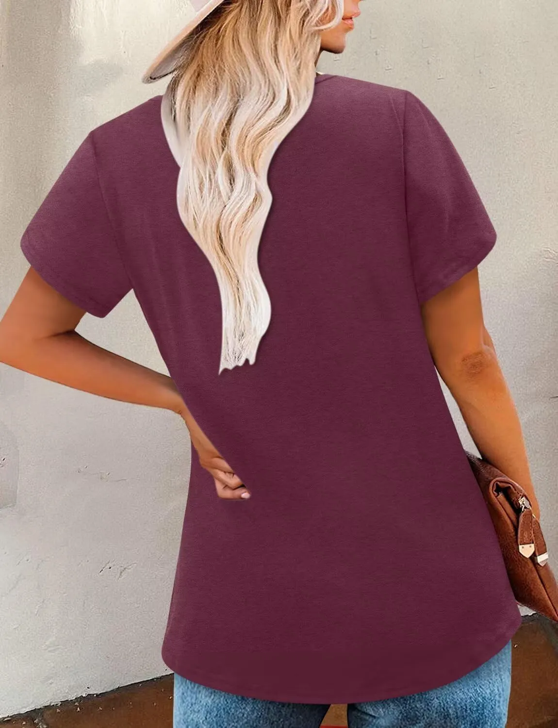 Magritta Womens Casual Tops Square Neck Short Sleeve Flowy Hem Boho Shirts Summer Fashion Pleat Tunic Blouses S-3XL
