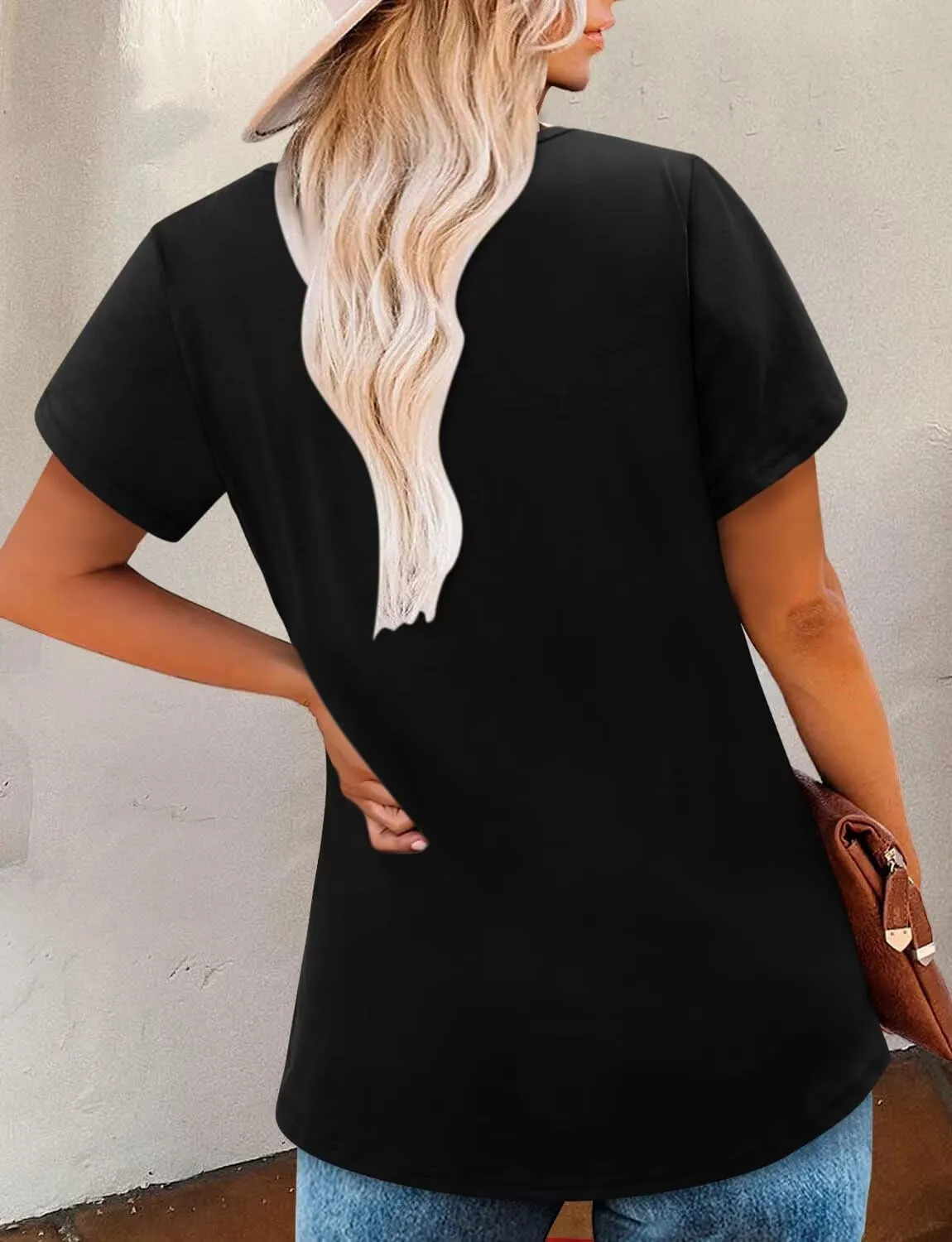 Magritta Womens Casual Tops Square Neck Short Sleeve Flowy Hem Boho Shirts Summer Fashion Pleat Tunic Blouses S-3XL