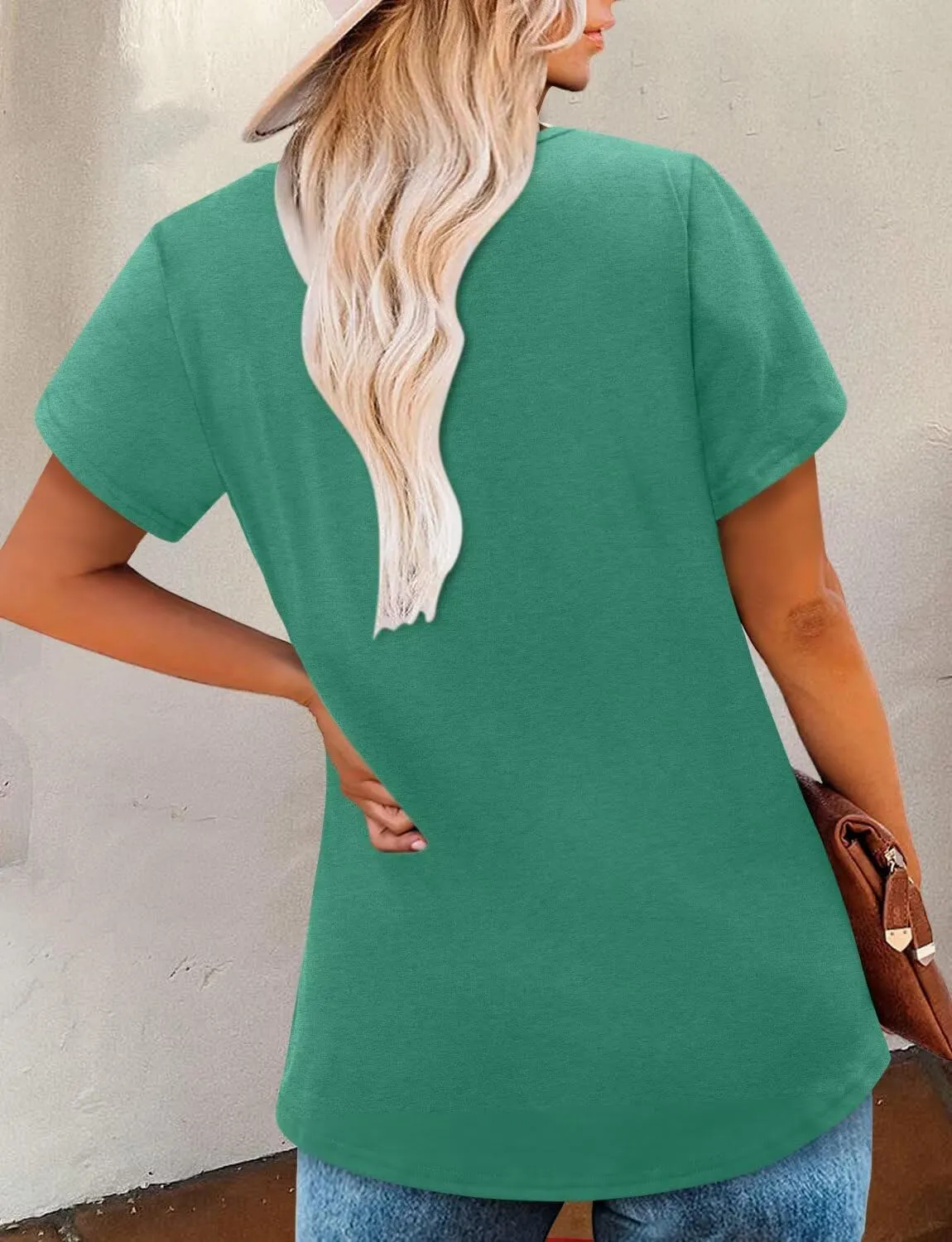 Magritta Womens Casual Tops Square Neck Short Sleeve Flowy Hem Boho Shirts Summer Fashion Pleat Tunic Blouses S-3XL