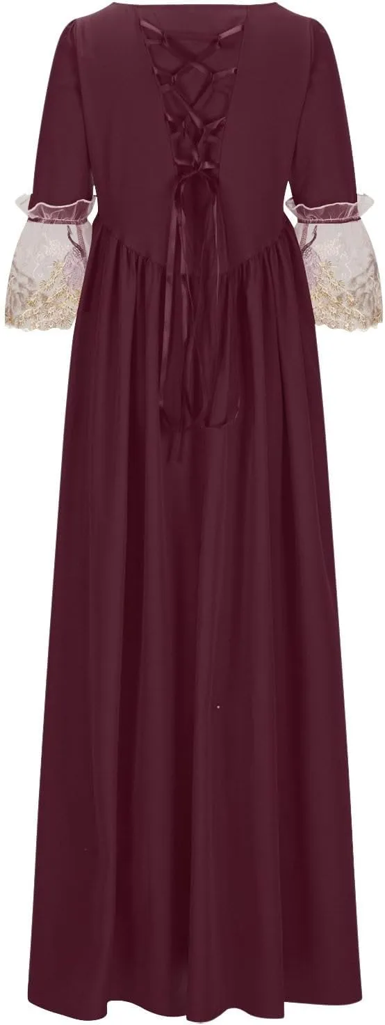 Medieval Dress for Women Plus Size Victorian Medieval Renaissance Ball Gown Costumes Halloween Gothic Witch Dress