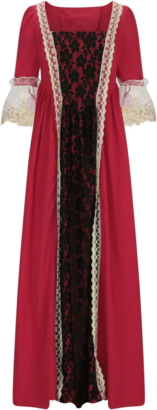 Medieval Dress for Women Plus Size Victorian Medieval Renaissance Ball Gown Costumes Halloween Gothic Witch Dress
