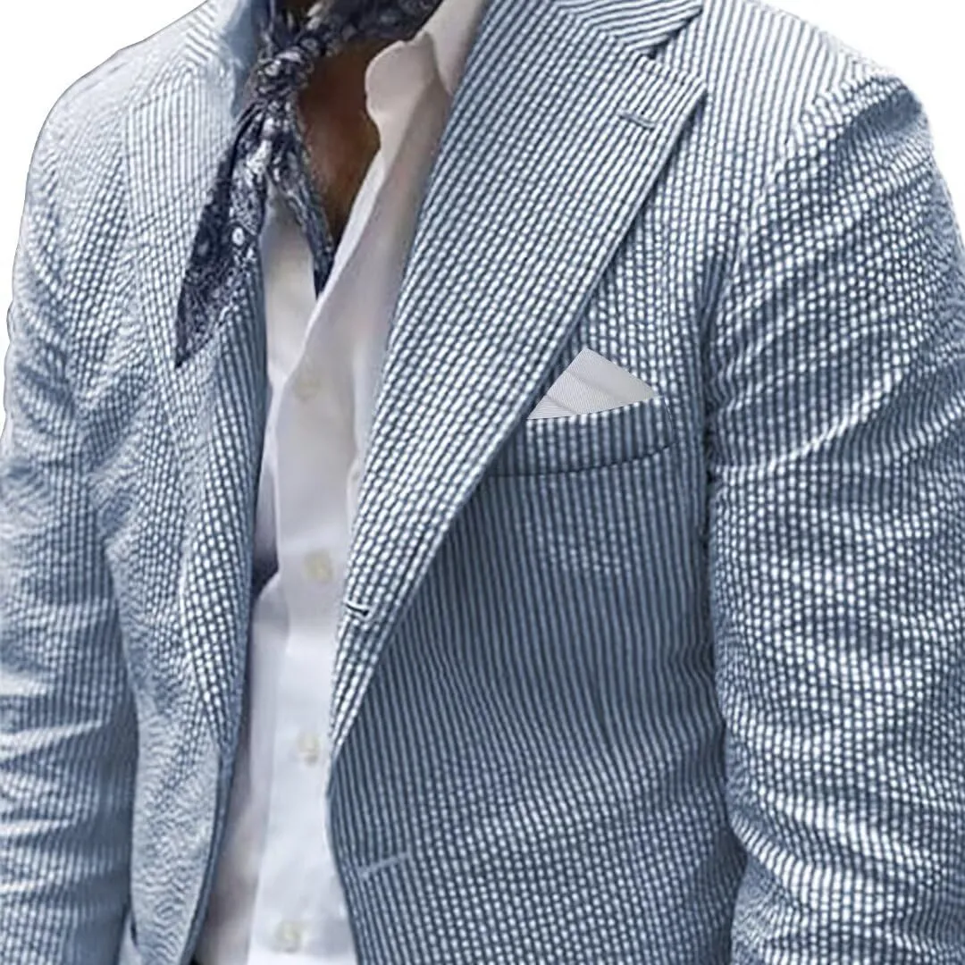 Men Seersucker Sports Jacket Suits Coat Classic Summer Blazer Seersucker Suit for Men Beach Wedding Tuxedo Blazers