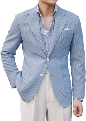 Men Seersucker Sports Jacket Suits Coat Classic Summer Blazer Seersucker Suit for Men Beach Wedding Tuxedo Blazers