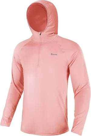 Men's 1/4 Zip Long Sleeve Rash Guard Hoodie Quick-Dry UPF 50  Fishing Hiking and Water Sports