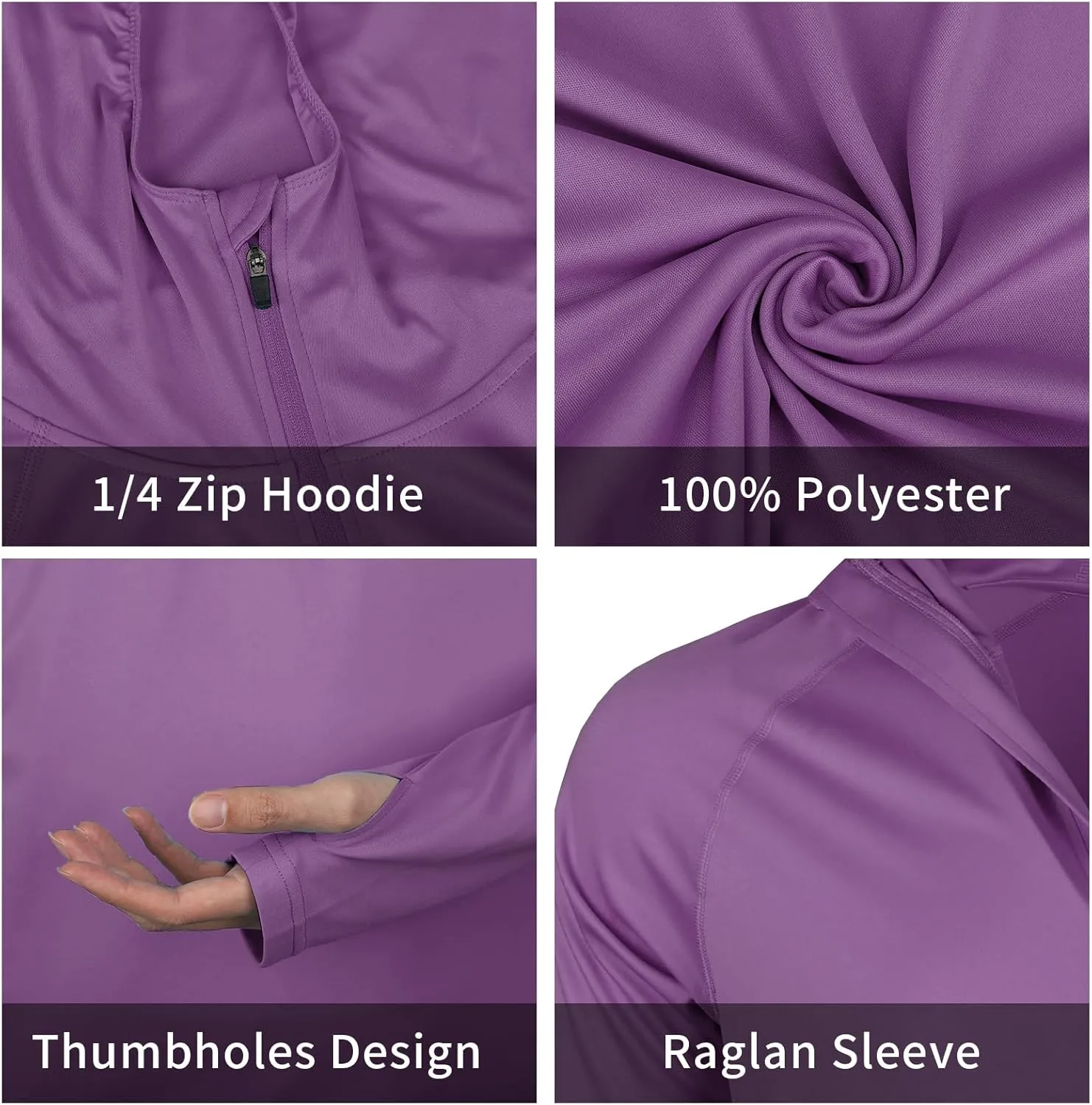 Men's 1/4 Zip Long Sleeve Rash Guard Hoodie Quick-Dry UPF 50  Fishing Hiking and Water Sports