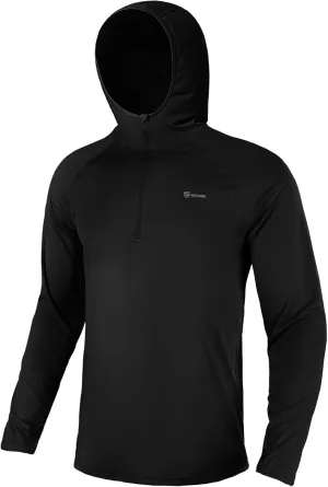 Men's 1/4 Zip Long Sleeve Rash Guard Hoodie Quick-Dry UPF 50  Fishing Hiking and Water Sports