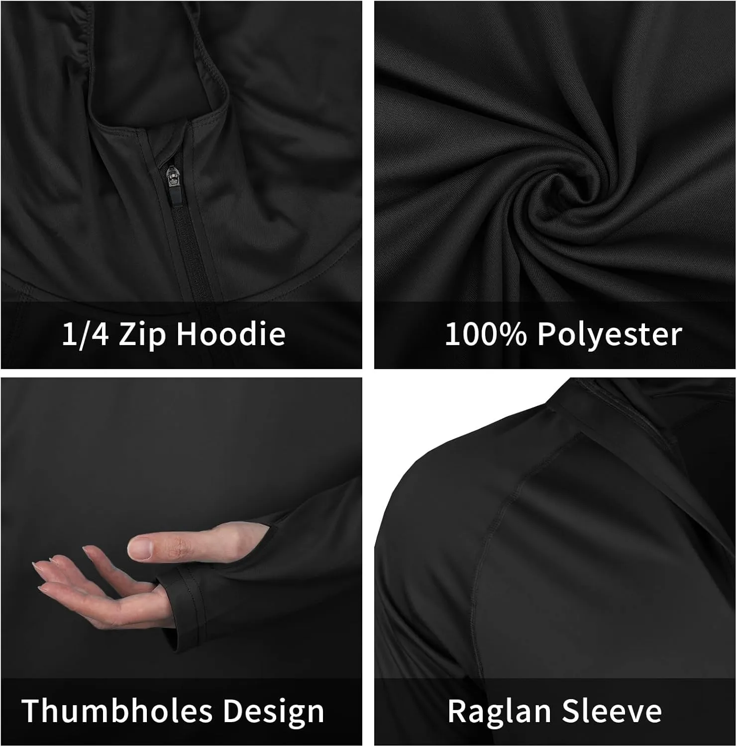 Men's 1/4 Zip Long Sleeve Rash Guard Hoodie Quick-Dry UPF 50  Fishing Hiking and Water Sports