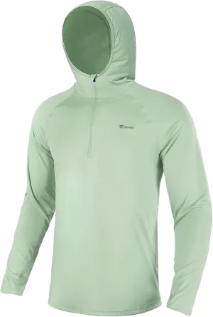 Men's 1/4 Zip Long Sleeve Rash Guard Hoodie Quick-Dry UPF 50  Fishing Hiking and Water Sports