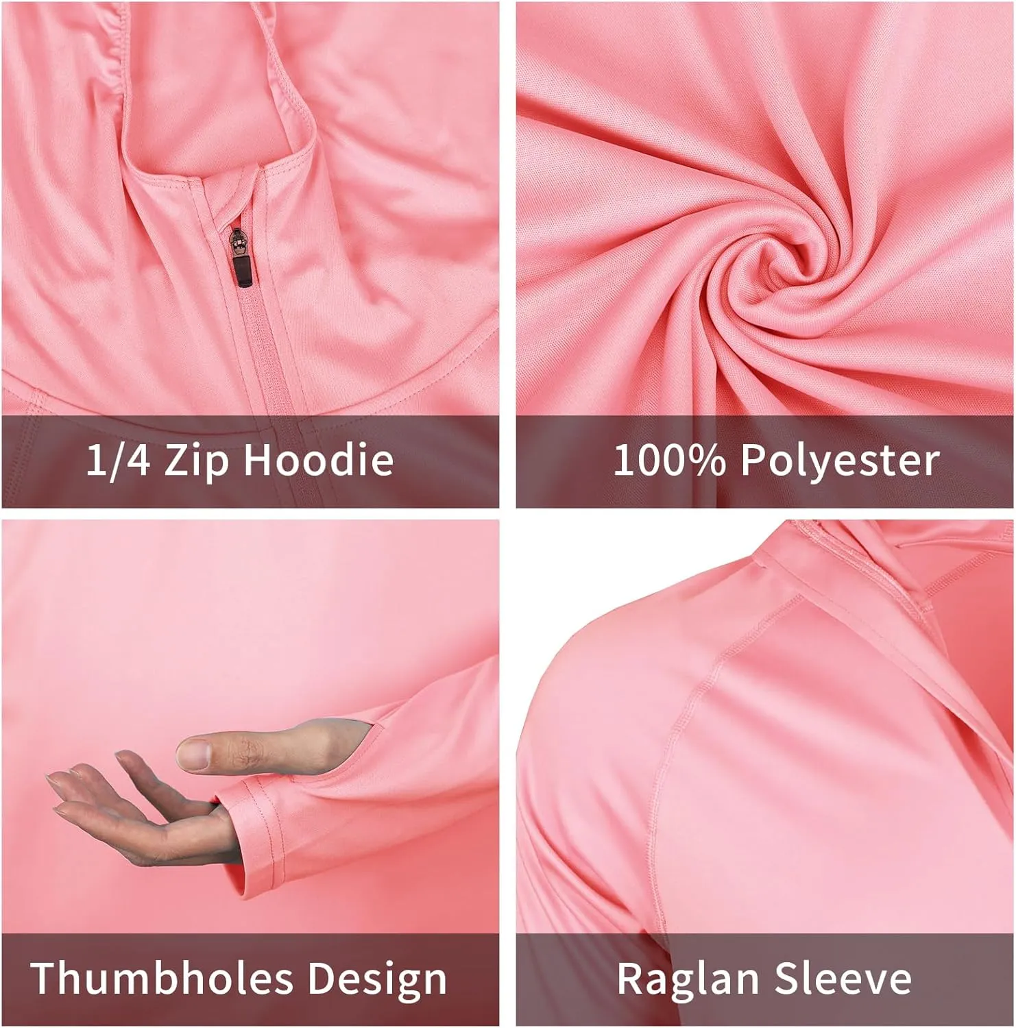 Men's 1/4 Zip Long Sleeve Rash Guard Hoodie Quick-Dry UPF 50  Fishing Hiking and Water Sports
