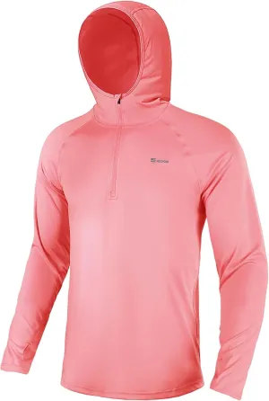 Men's 1/4 Zip Long Sleeve Rash Guard Hoodie Quick-Dry UPF 50  Fishing Hiking and Water Sports
