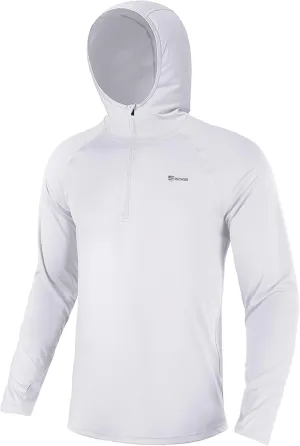 Men's 1/4 Zip Long Sleeve Rash Guard Hoodie Quick-Dry UPF 50  Fishing Hiking and Water Sports