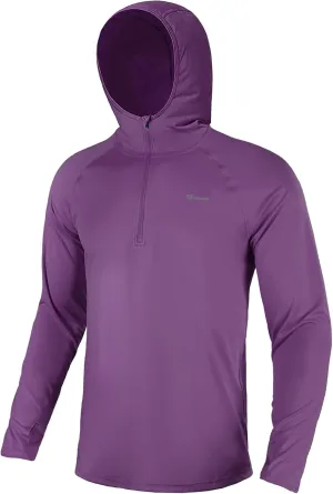 Men's 1/4 Zip Long Sleeve Rash Guard Hoodie Quick-Dry UPF 50  Fishing Hiking and Water Sports