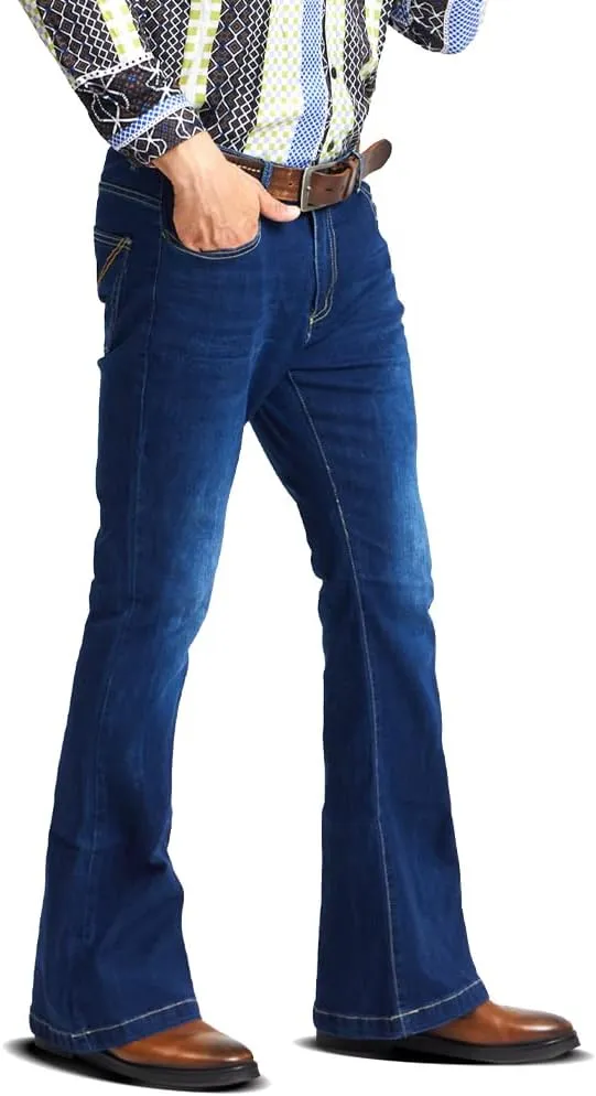 Mens Bell Bottom Jeans 70s Outfits for Men,Mens Bell Bottoms Disco Pants Bell Bottom Pants Jeans for Men