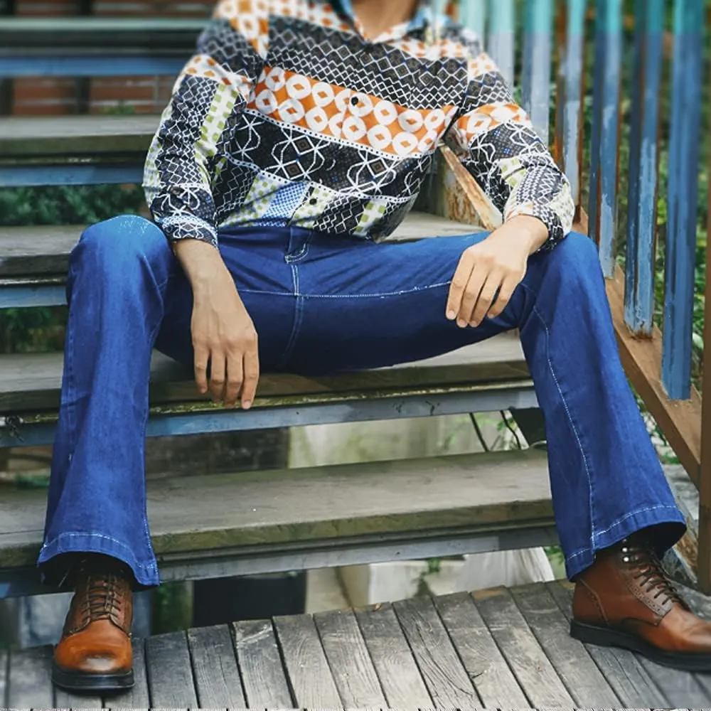 Mens Bell Bottom Jeans 70s Outfits for Men,Mens Bell Bottoms Disco Pants Bell Bottom Pants Jeans for Men