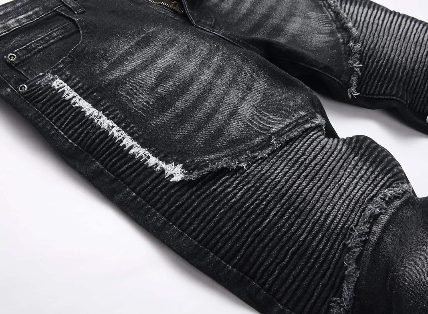 Men's Distressed Ripped Slim Fit Denim Jeans Pants