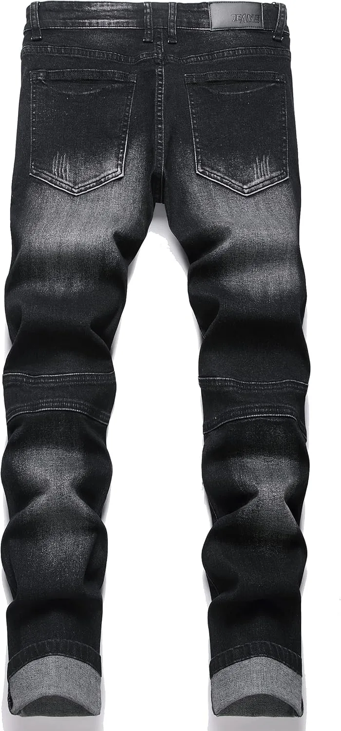Men's Distressed Ripped Slim Fit Denim Jeans Pants