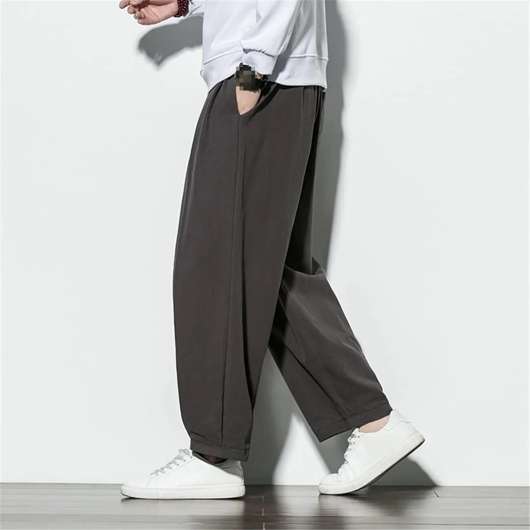 Men's Joggers Sweatpants Harem Pants Black Cotton Summer Casual Loose Japanese Trouser