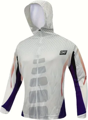 Men's Sport Sun Protection Cooling Fashion Shirt Quick Dry Full Zip Hooded Fish Printed Clothes for Men Hiking Fishing