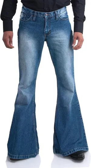Men's Vintage Bell Bottom Jeans 60s 70s Outfits for Men,Mens Bell Bottoms Disco Pants Flared Jeans
