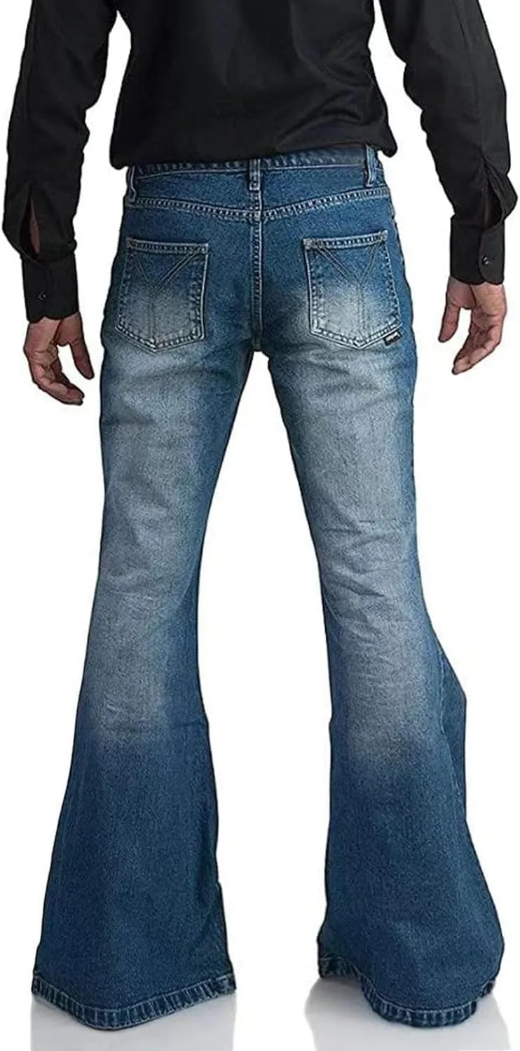 Men's Vintage Bell Bottom Jeans 60s 70s Outfits for Men,Mens Bell Bottoms Disco Pants Flared Jeans