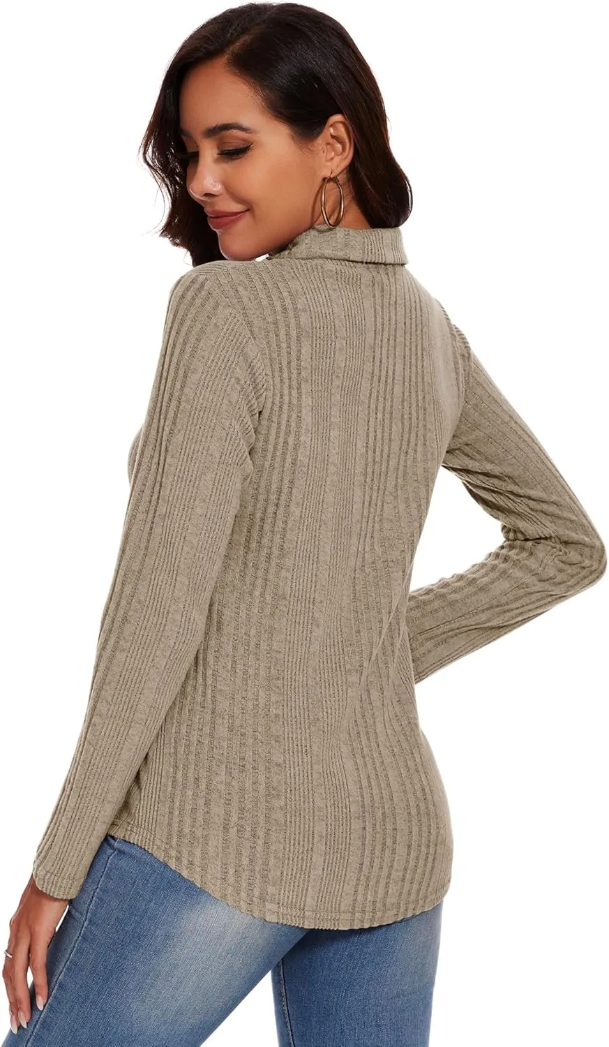 Micoson Womens Long Sleeve Tops V Neck Casual Shirts Lapel Blouses Dressy Business Fall Knit Thin Pullover Tunic Tops