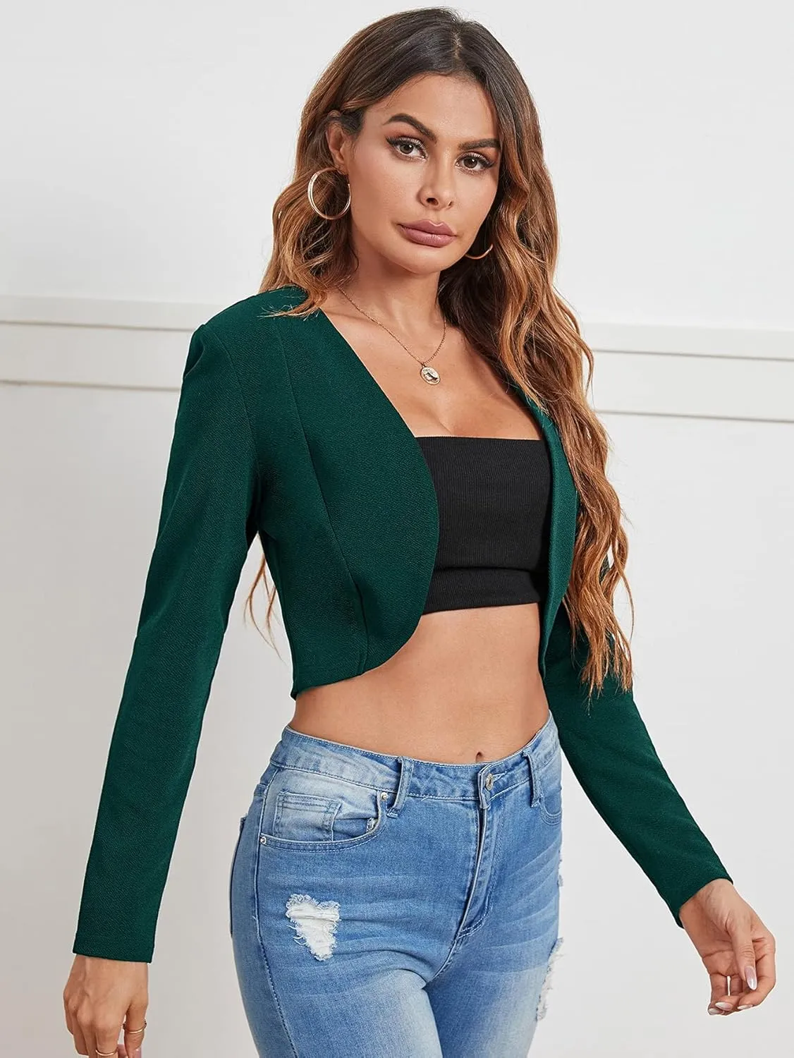 Milumia Business Casual Blazers for Women Open Front Crop Lightweight Jacket Shrug Outwear