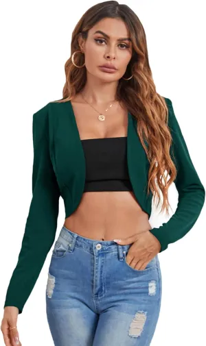 Milumia Business Casual Blazers for Women Open Front Crop Lightweight Jacket Shrug Outwear