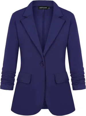 MINTLIMIT Womens Blazer 3/4 Sleeve Lapel Collar Business Work Blazers Button Front Casual Jackets with Pockets