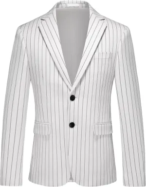 MOGU Mens Striped Sport Coat  Slim Fit Pinstripe Blazer Suit Jacket for Men, Business Casual Dress Coat