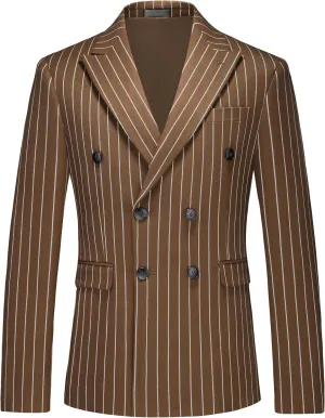 MOGU Mens Striped Sport Coat  Slim Fit Pinstripe Blazer Suit Jacket for Men, Business Casual Dress Coat