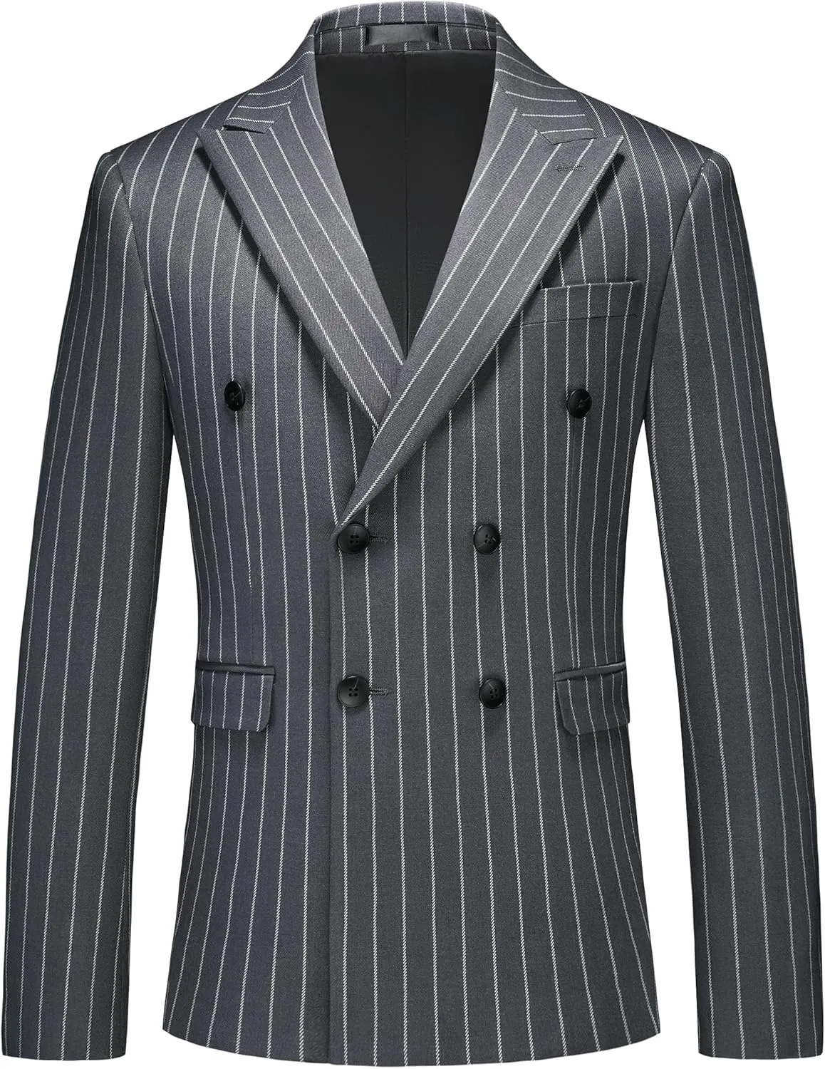MOGU Mens Striped Sport Coat  Slim Fit Pinstripe Blazer Suit Jacket for Men, Business Casual Dress Coat
