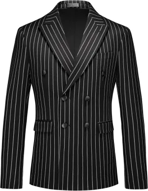 MOGU Mens Striped Sport Coat  Slim Fit Pinstripe Blazer Suit Jacket for Men, Business Casual Dress Coat