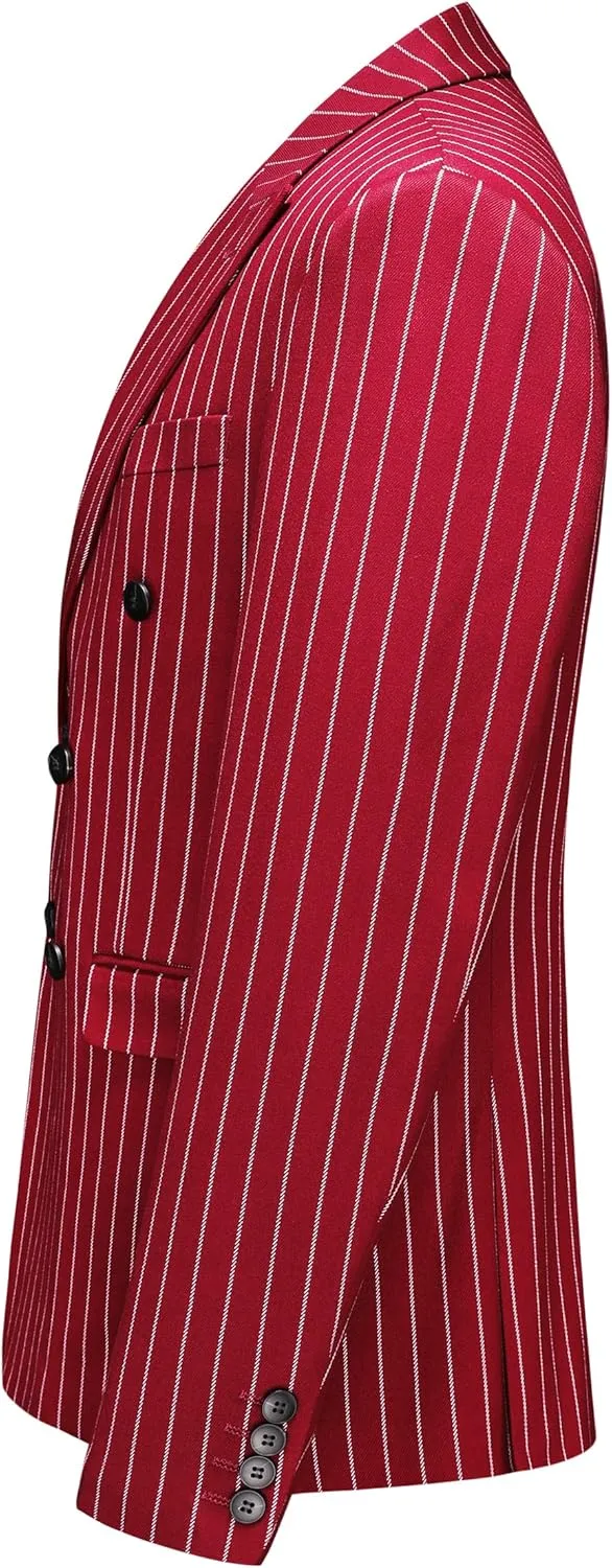 MOGU Mens Striped Sport Coat  Slim Fit Pinstripe Blazer Suit Jacket for Men, Business Casual Dress Coat