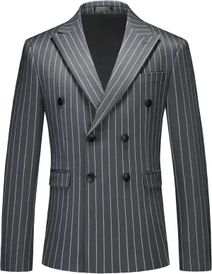 MOGU Mens Striped Sport Coat  Slim Fit Pinstripe Blazer Suit Jacket for Men, Business Casual Dress Coat