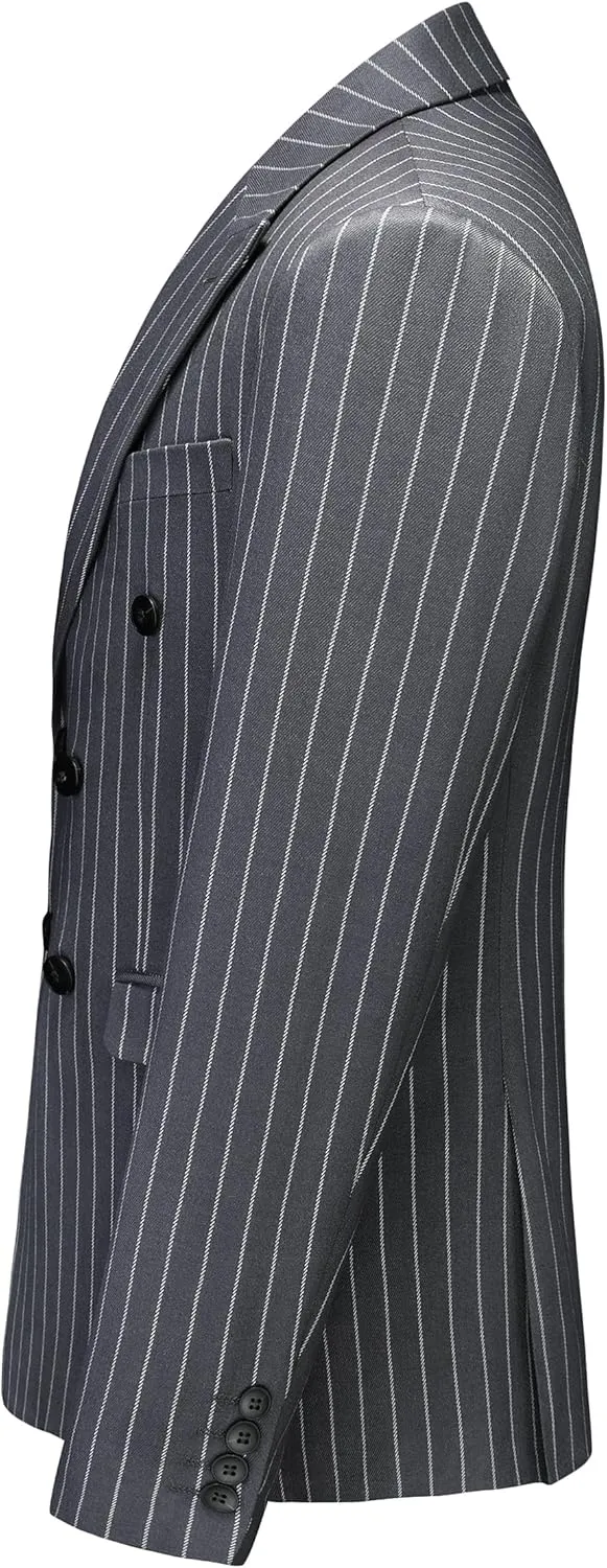 MOGU Mens Striped Sport Coat  Slim Fit Pinstripe Blazer Suit Jacket for Men, Business Casual Dress Coat