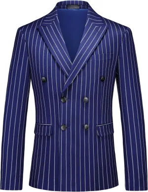 MOGU Mens Striped Sport Coat  Slim Fit Pinstripe Blazer Suit Jacket for Men, Business Casual Dress Coat