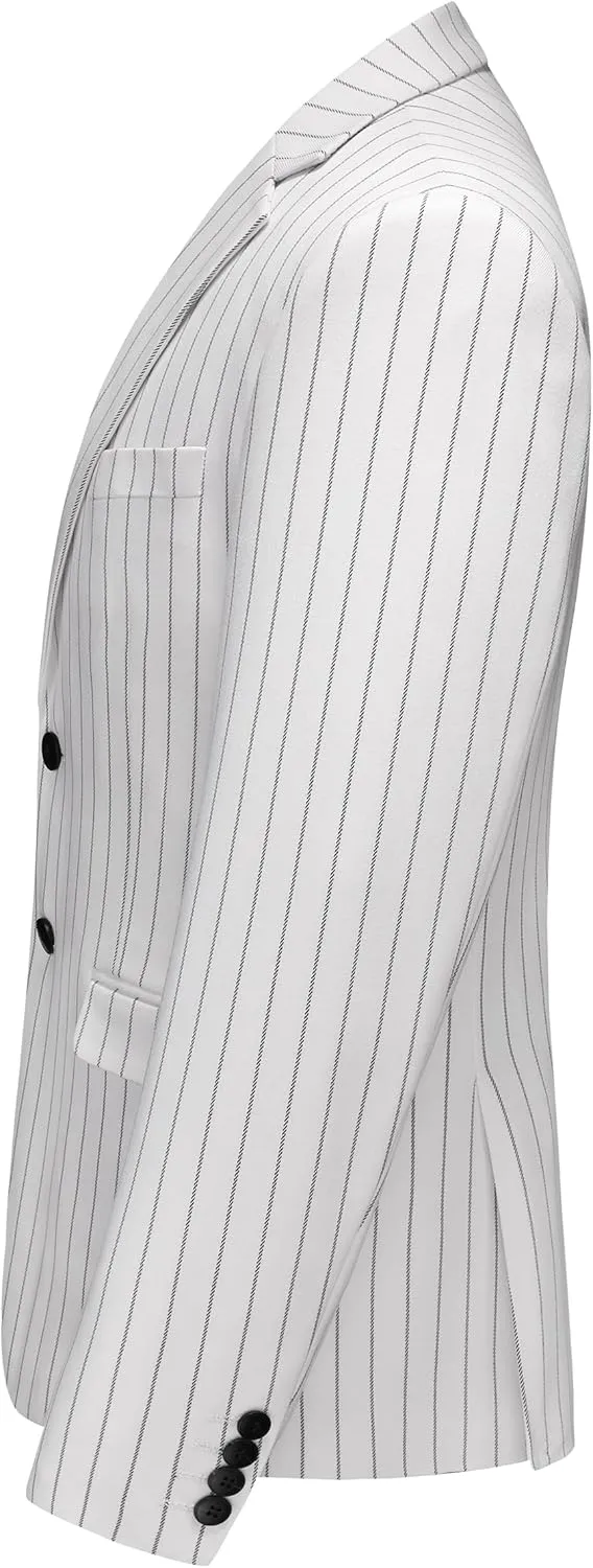 MOGU Mens Striped Sport Coat  Slim Fit Pinstripe Blazer Suit Jacket for Men, Business Casual Dress Coat
