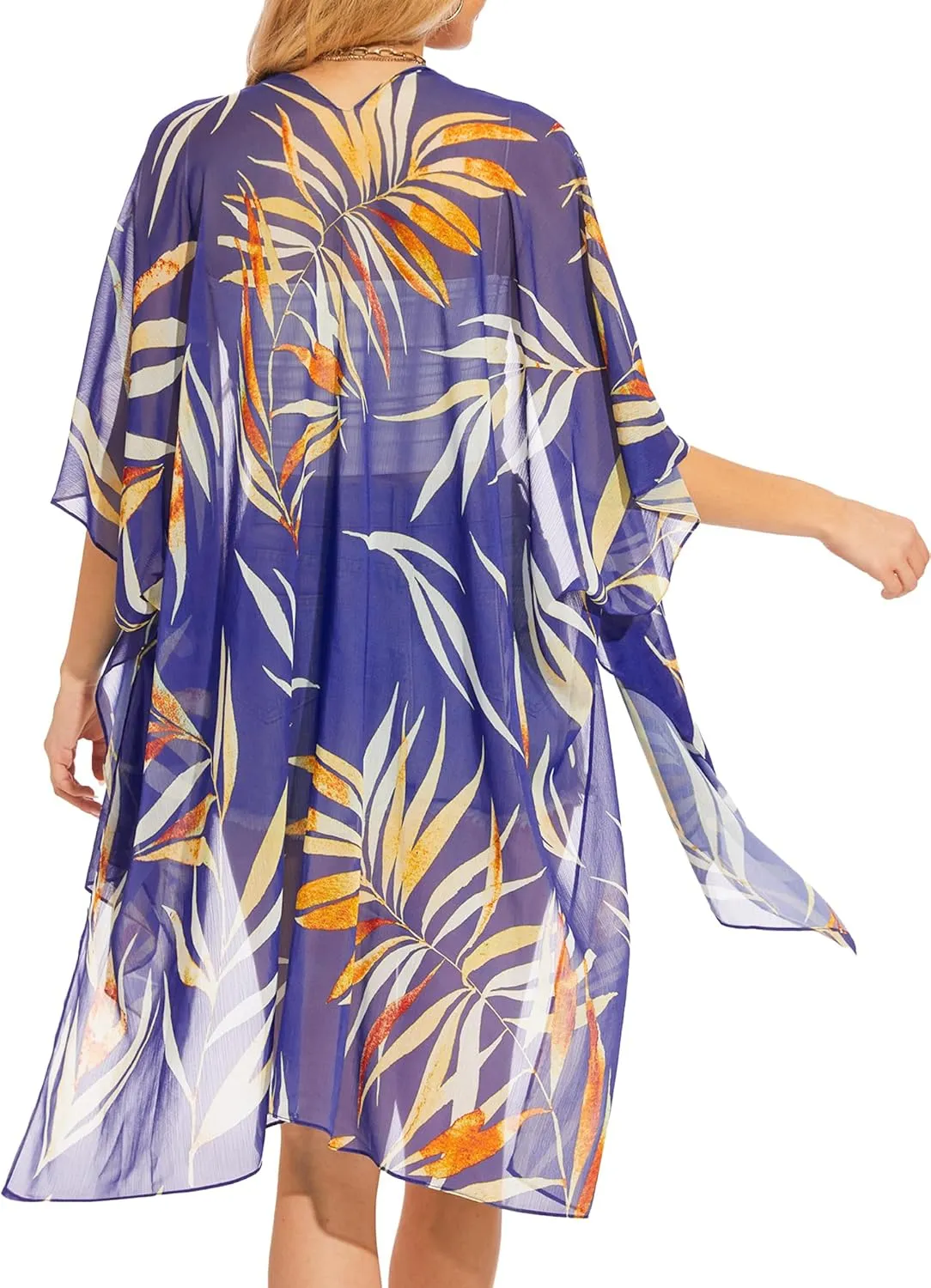 Moss Rose Women's Chiffon Long Kimono Beach Cover up for Summer Bathing Suits Cardigans Casual Loose Swimwear